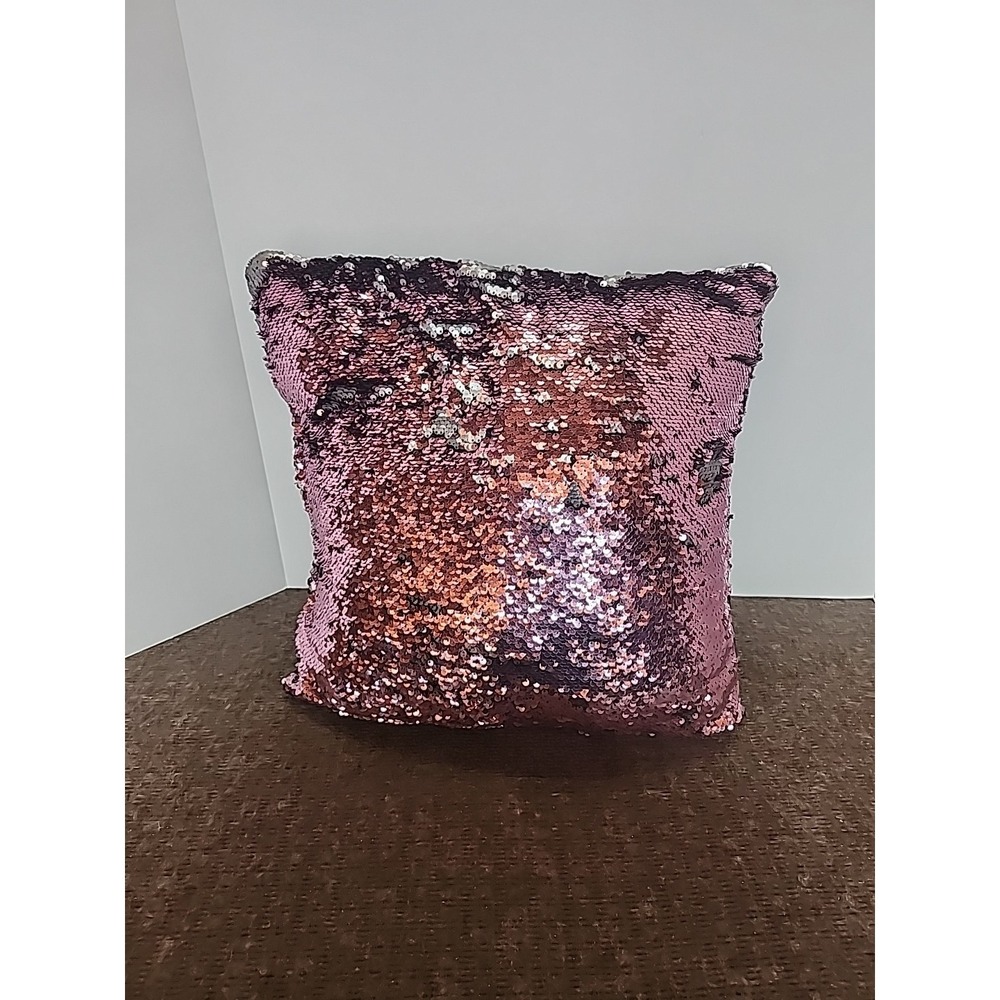Reversable Sequins Pillow Mainstay  15 X 15 Inch Pink‎ And Silver